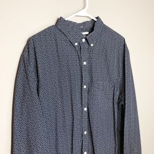 Navy Pin Dot Button Down Men's XL Slim Fit